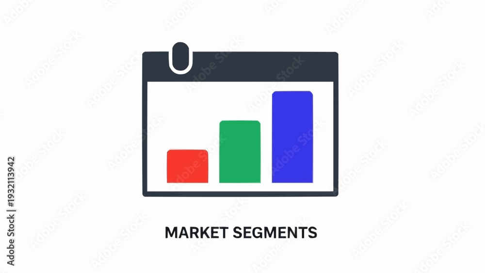Fototapeta premium Colorful Bar Graph Market Segments Icon.