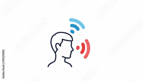 Simple Line Drawing of Person Speaking.