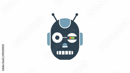 Robot Head with Antennae and Eyes.