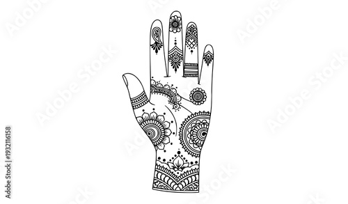 Traditional henna mehendi hands vector illustration ethnic wedding art design