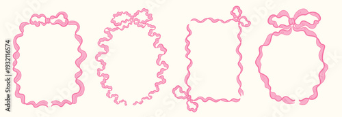 Ribbon Frames With Bow Hand Drawn
