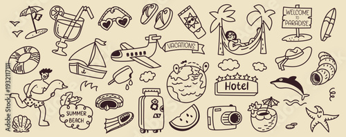 Vacation Doodle Set Summer Elements