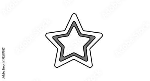 Double Outline Star Icon with Solid Fill for Rating or Quality on an Isolated White Background