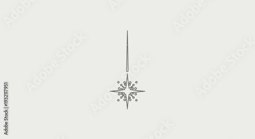 Delicate hanging star icon, simple festive decoration element in bright studio, outlined style.