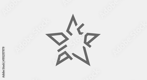 Abstract geometric star shape in line art style on bright studio background, broken design.