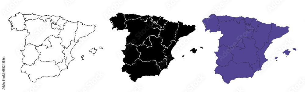 Fototapeta premium A set of vector maps of Venezuela with prefecture boundaries in three styles