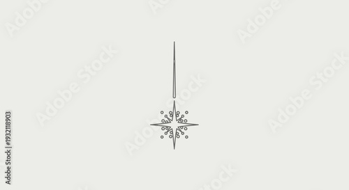 Small Delicate Outline Star with Dotted Accents on a Light Grey Background
