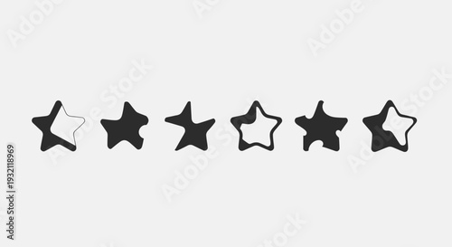 Five partially filled dark grey stars indicating a customer rating in a bright studio