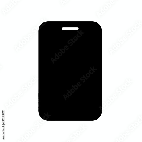 Sleek minimalist black smartphone silhouette icon for mobile app design and modern digital technology concepts