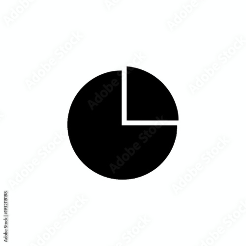 A solid black pie chart icon representing data analysis and business metrics