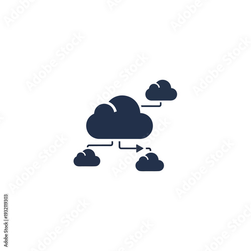 Cloud network diagram illustrating data flow and connections