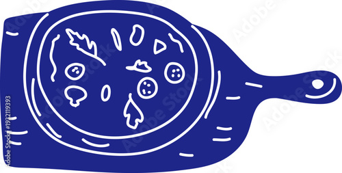 Pizza On Paddle Woodcut