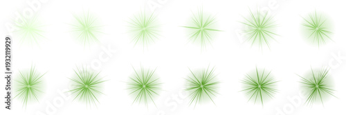 Green Bio-Luminescent Microscopic Organism Cells, Glowing Phytoplankton Spores Set