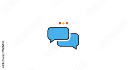 Blue speech bubbles with dots.