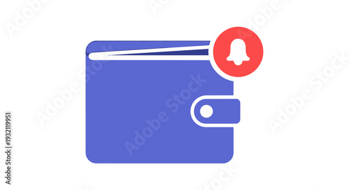 Blue wallet with notification icon.