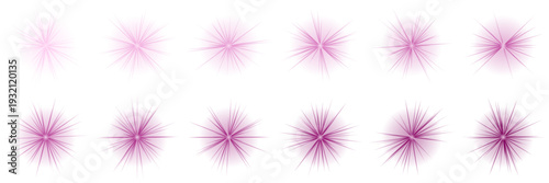 Pink magical girl anime transformation sparkles, glowing starburst light effects set