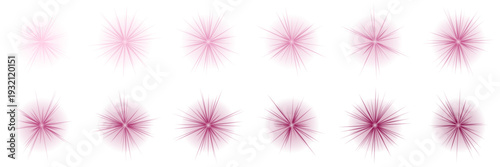 Collection of pink starburst light flares for feminine branding, magical girl anime, and cosmetic design