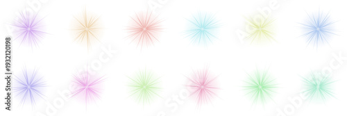 Collection of pastel colored light flares and star shapes for dreamy magical girl anime style graphics