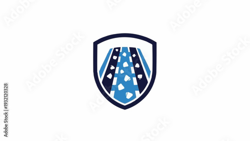Shield with blue and white dots.