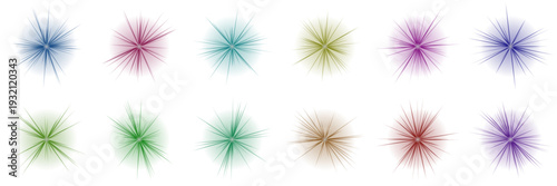 Set of vibrant magic spell sparkles and mystical starburst icons for fantasy game interface design