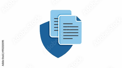 Shield with documents icon security.