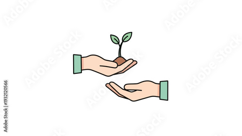 Hands Holding Small Plant with Soil.
