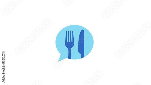 Fork and knife eating utensils.