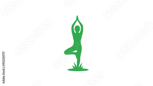 Green Silhouette of Person in Yoga Pose.