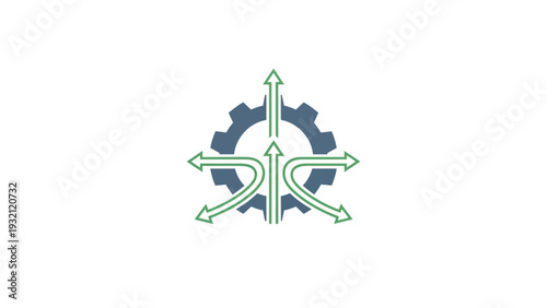Gear logo with arrows pointing out.