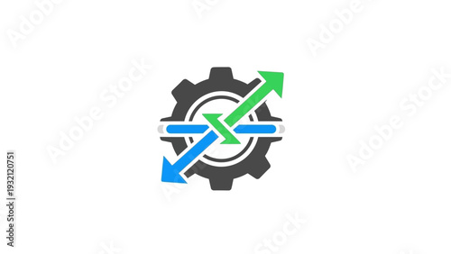 Gear with arrows on cogwheel symbol.