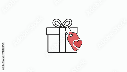 Gift box with heart tag.