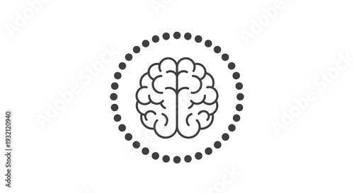 Brain Icon with Dotted Circle.