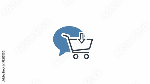 Shopping cart with download icon.