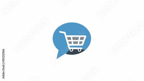 Shopping cart icon in speech bubble.