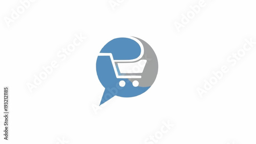 Shopping cart icon in speech bubble.