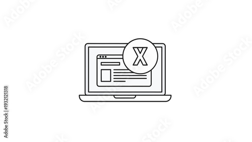 Laptop Computer with Delete Icon on Screen.