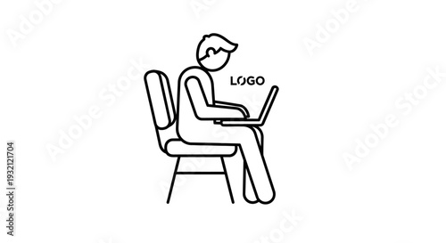 Businessman sitting on chair working laptop.