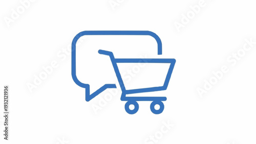 Shopping cart with speech bubble icon.