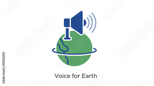 Megaphone on Earth Graphic Illustration.