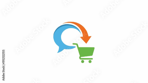 Shopping cart with speech bubble exchange.