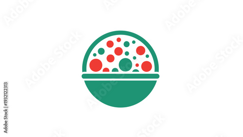 Green bowl with colorful food.