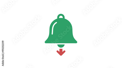 Green bell with red arrow.