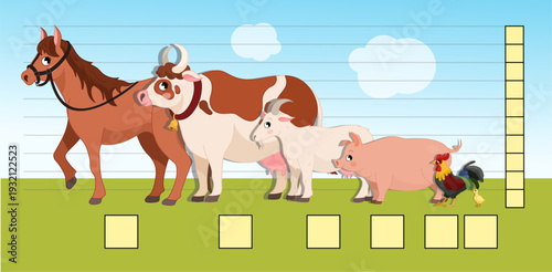 Matching children educational game.  Learning the concept of high and low. Educational game for elementary school children. Printable template for kindergarten.
