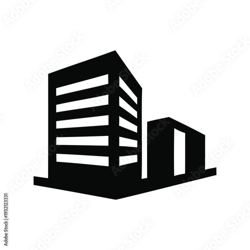 Black Silhouette of Modern Office Buildings.