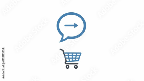 Shopping cart with speech bubble icon.