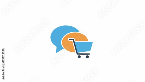 Shopping cart with speech bubbles icon.