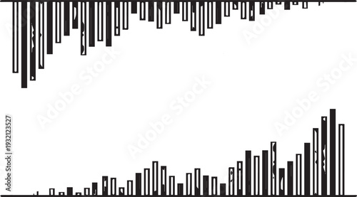Two distinct bar charts showing both upward growth and downward trends presented on a white background.