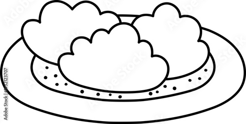 Vector black and white flower bed. Garden plant with railing clipart. Baby greenery with leaves isolated on white background. Line spring illustration, coloring page. Gardening icon