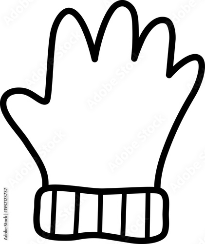 Vector gardening glove isolated on white background. Black and white spring garden protecting clothes illustration. Farm equipment line icon, coloring page