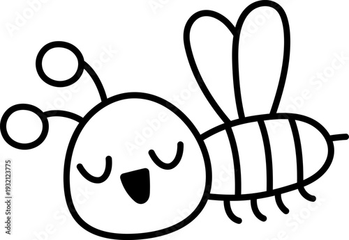 Vector black and white bee icon. Spring wasp line clipart. Funny woodland, forest, garden insect. Cute bumblebee bug with illustration, coloring page for kids isolated on white background
